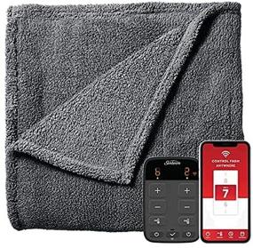 img 1 attached to 🔥 Stay Warm and Connected: Sunbeam LoftTec Wi-Fi Connected Heated Blanket with 10 Heat Settings, King Size