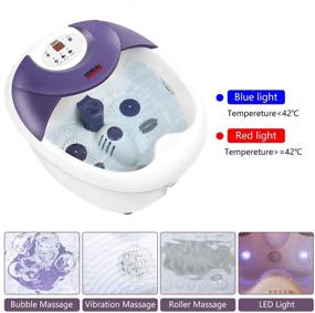 img 3 attached to 🛀 Large Foot Spa Bath Massager with Rolling Massage, Heat, HF Vibration, O2 Bubbles - Digital Time & Temperature Control LED Display