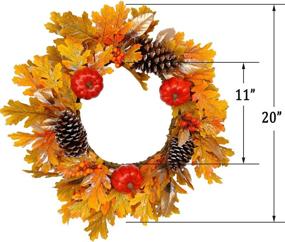 img 3 attached to 🍁 Festive Autumn Décor: Yarteyee 20" Fall Pumpkin Pine Cone Maple Leaf Wreaths for Front Door