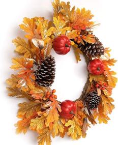 img 2 attached to 🍁 Festive Autumn Décor: Yarteyee 20" Fall Pumpkin Pine Cone Maple Leaf Wreaths for Front Door