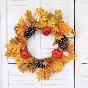 img 1 attached to 🍁 Festive Autumn Décor: Yarteyee 20" Fall Pumpkin Pine Cone Maple Leaf Wreaths for Front Door