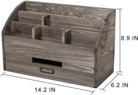 img 2 attached to 🗄️ Multi-Functional Rustic Wooden Office Desk Organizer: 5 Compartment with 2 Drawers for Enhanced Storage & Desktop Mail Rack – Ideal for Pens, Notebooks, Folders, Pencils, Jewelry & Office Supplies (Rock Grey)