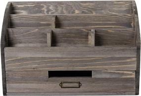 img 1 attached to 🗄️ Multi-Functional Rustic Wooden Office Desk Organizer: 5 Compartment with 2 Drawers for Enhanced Storage & Desktop Mail Rack – Ideal for Pens, Notebooks, Folders, Pencils, Jewelry & Office Supplies (Rock Grey)