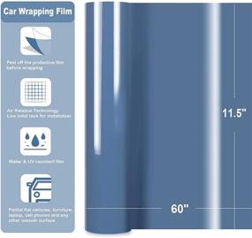 img 3 attached to 🚗 TECKWRAP Gloss Blue Gray Car Wrap Vinyl Roll - Air Release Technology, 11.5"x 60" Film Sticker