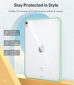 img 1 attached to 📱 MoKo Case for iPad Air 4 (2020) - Support Touch ID, Apple Pencil 2 Charging - Clear Back Cover with TPU Air-Pillow Edge Bumper - Green