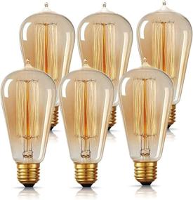 img 4 attached to 💡 Vintage Edison Light Bulbs 60W - Dimmable ST19 ST58 2200K Soft Warm White Incandescent Antique Filament Bulbs - E26 Base - Amber Glass - Pack of 6