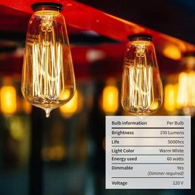 img 1 attached to 💡 Vintage Edison Light Bulbs 60W - Dimmable ST19 ST58 2200K Soft Warm White Incandescent Antique Filament Bulbs - E26 Base - Amber Glass - Pack of 6