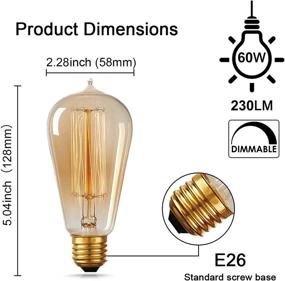 img 3 attached to 💡 Vintage Edison Light Bulbs 60W - Dimmable ST19 ST58 2200K Soft Warm White Incandescent Antique Filament Bulbs - E26 Base - Amber Glass - Pack of 6