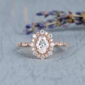 img 4 attached to 💍 Women's Oval Micro-Set 3A Style Zircon Engagement Ring - Fashionable Rose Gold Imitation Moissan Diamond (Size 7)