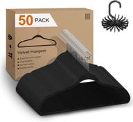 diffy homy velvet clothes hangers non-slip: black 👚 felt hangers space saving closet organizer - 50 pack логотип