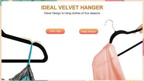 img 2 attached to Diffy Homy Velvet Clothes Hangers Non-Slip: Black 👚 Felt Hangers Space Saving Closet Organizer - 50 Pack