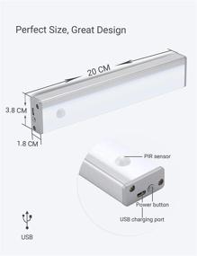 img 3 attached to 💡 2-Pack Wireless Closet Lights with Motion Sensors - Battery Operated & USB Rechargeable Automatic Pantry Light - Ideal for Under Cabinet, Bedroom, Bathroom Lighting - Cold White, 20cm Length (2-Pack)