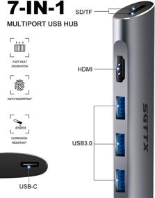 img 3 attached to 🔌7-в-1 Универсальная USB C станция с адаптером, выходом HDMI 4K, 3 портами USB 3.0, слотами для карт SD/TF, 100W зарядным устройством PD - совместима с MacBook Pro, XPS и другими устройствами с портом Type C