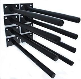 img 2 attached to 🔧 Set of 8 Black Solid Steel Floating Shelf Brackets - Concealed Hidden Supports for Floating Wood Shelves - Blind Shelf Mounting Hardware Included