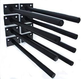 img 1 attached to 🔧 Set of 8 Black Solid Steel Floating Shelf Brackets - Concealed Hidden Supports for Floating Wood Shelves - Blind Shelf Mounting Hardware Included