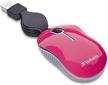 verbatim usb corded mini travel optical wired mouse for mac and pc - commuter series pink logo