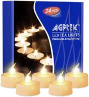 agptek flameless led tealights candles - no flicker, battery-operated, long-lasting, 24pcs (warm white) - ideal for wedding, holiday, party, and home decoration логотип