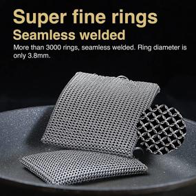 img 1 attached to 🔗 ERGONOW Fine Ring Cast Iron Chainmail Scrubber - 316 Stainless Steel Skillet Cleaner – Dish Scrubber with Built-in Silicone and Welded Rings - Ideal for Cast Iron Pots, BBQ, Dishes (Standard Size)