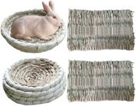 2 pack bunny corn husk beds & 2 pack grass mats woven straw mats for rabbits, guinea pig, chinchilla, hamster - s-mechanic логотип