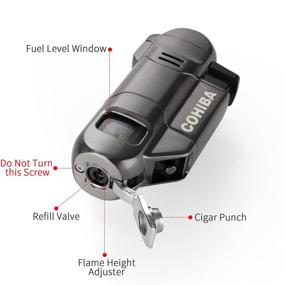 img 1 attached to 🔥 Ultimate Triple Flame Butane Torch Lighter with Built-in Punch - Efficient Refillable Jet Flame