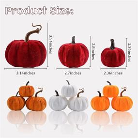 img 3 attached to 12Pcs Velvet Pumpkins - MRTREUP Artificial Pumpkins Halloween Foam Pumpkin Decor Set, Mini Faux Assorted Pumpkins Fall Harvest Thanksgiving Decorations for Outdoor, Indoor, Home, Farmhouse, and Tabletop