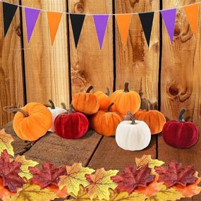 img 1 attached to 12Pcs Velvet Pumpkins - MRTREUP Artificial Pumpkins Halloween Foam Pumpkin Decor Set, Mini Faux Assorted Pumpkins Fall Harvest Thanksgiving Decorations for Outdoor, Indoor, Home, Farmhouse, and Tabletop