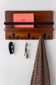 img 1 attached to 📬 Contemporary Wall Organizer: Modern Mail & Magazine Holder with Key Hooks - Stylish Pine Wood Wall Mount - Brown Décor for Entryway