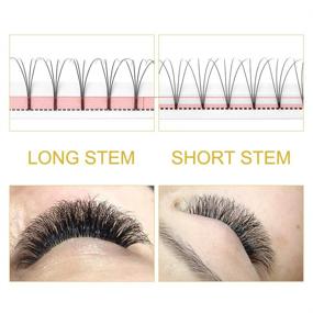 img 3 attached to Enhance Your Look with Premade Volume Eyelash Extensions: 4D 6D Long Stem Fans for Volume Lashes, .07 .10 Thickness, 9-16 Mix (10mm, 6D-C-0.07)