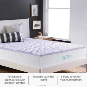 img 1 attached to 🛏️ LUCID 2 Inch Lavender Memory Foam Mattress Topper with 5 Zone Support - Queen Size