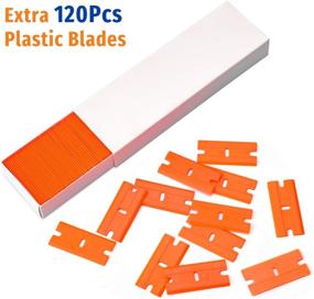 img 2 attached to 🪒 Plastic Razor Blade Scraper with 120 Pcs Razor Blades - Easy Glue, Sticker, and Decal Removal for Car Window and Glass (Blue, 2 Pack)