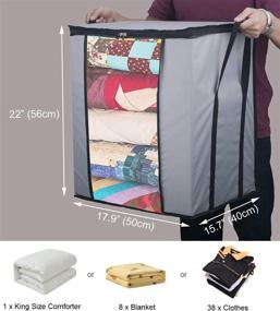 img 3 attached to 📦 2-Pack Heavy-Duty Oxford Clothing Storage Bags with Large Capacity for Comforters, Blankets, Bedding - Zippers, Clear Window, Reinforced Handles (Brown)