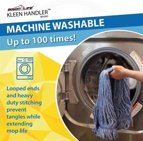 img 3 attached to 🧼 KLEEN HANDLER Heavy Duty Commercial Replacement Mop & String Head Refill - Wet Industrial Blue Cotton Looped End (Pack of 3)
