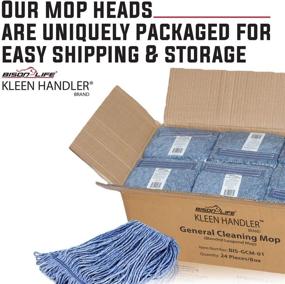img 1 attached to 🧼 KLEEN HANDLER Heavy Duty Commercial Replacement Mop & String Head Refill - Wet Industrial Blue Cotton Looped End (Pack of 3)