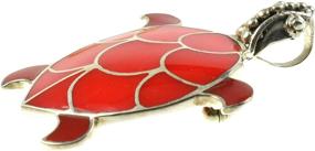 img 1 attached to 🐢 Exquisite 925 Antiqued Sterling Silver Sea Turtle Convertible Pendant to Brooch: Paua Shell/Coral/Mother of Pearl Inlay