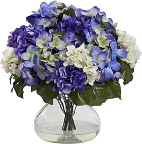 img 1 attached to 🌸 Naturally Beautiful Large Blue Purple Hydrangea with Vase - Nearly Natural 1387-BP