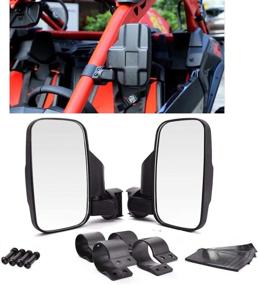 img 4 attached to 🚗 UTV Side View Mirrors with Adjustable Rear View for Polaris RZR Ranger 900 1000, Can Am Kawasaki Mule Yamaha Rhino, Roll Bar Cage, Shatter Proof Tempered Glass