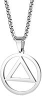 🔒 stylish stainless steel aa symbol pendant necklace - perfect unisex jewelry gift for alcoholics anonymous and sobriety logo