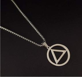 img 2 attached to 🔒 Stylish Stainless Steel AA Symbol Pendant Necklace - Perfect Unisex Jewelry Gift for Alcoholics Anonymous and Sobriety