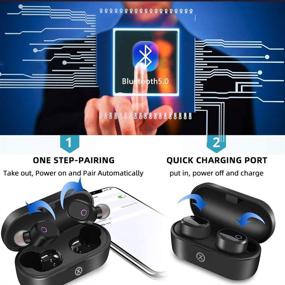 img 2 attached to True Wireless Earbuds Bluetooth 5.0, Touch Control TWS Stereo Headphones, Built-in Noise Cancellation Mic, IPX5 Waterproof, 35H Playtime, Auto Pairing, Single/Twin Mode