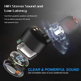img 3 attached to True Wireless Earbuds Bluetooth 5.0, Touch Control TWS Stereo Headphones, Built-in Noise Cancellation Mic, IPX5 Waterproof, 35H Playtime, Auto Pairing, Single/Twin Mode
