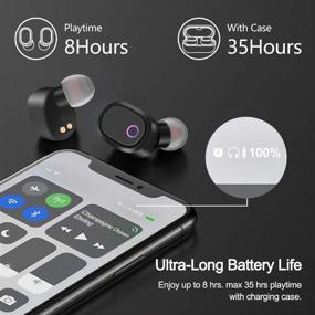 img 1 attached to True Wireless Earbuds Bluetooth 5.0, Touch Control TWS Stereo Headphones, Built-in Noise Cancellation Mic, IPX5 Waterproof, 35H Playtime, Auto Pairing, Single/Twin Mode