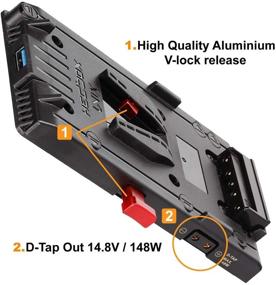 img 1 attached to 🔋 HEDBOX UNIX-BM V-Mount Battery Adapter Plate with 3x D-Tap & USB, Power Out Cable for BMPCC 4K, 6K, and 6K Pro