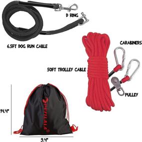 img 3 attached to Versatile Dog Tie Out Cable for Camping: Petilala Trolley System with 50 Feet Heavy-Duty Dog Lead – Ideal for Yard, Camping, and Outdoor Adventures with Large, Medium, and Small Dogs