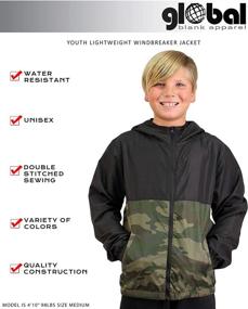 img 2 attached to Water-Resistant Kids' Soft-Shell Hooded Windbreaker Jacket by Global Blank