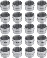 bekith 20-pack stainless steel magnetic spice tins for versatile storage - 🧲 clear lid with sift or pour feature, magnetic attachments for refrigerator and grill logo