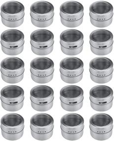 img 4 attached to Bekith 20-Pack Stainless Steel Magnetic Spice Tins for Versatile Storage - 🧲 Clear Lid with Sift or Pour Feature, Magnetic Attachments for Refrigerator and Grill