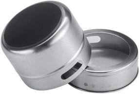 img 2 attached to Bekith 20-Pack Stainless Steel Magnetic Spice Tins for Versatile Storage - 🧲 Clear Lid with Sift or Pour Feature, Magnetic Attachments for Refrigerator and Grill