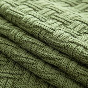 img 1 attached to RUDONG M Eco-friendly Forest Green Cotton Cable Knit Throw Blanket, Cozy and Warm Knitted Couch Cover Blankets, 50 x 60 Inch