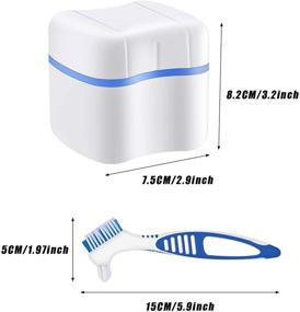 img 3 attached to 🦷 Denture Bath Set: 2 Denture Cups with Cleaner Brushes, Boxes, Holder, and Basket for Travel and Cleaning (Blue, Red, Purple)