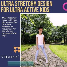 img 2 attached to VIGOSS Girls' Leggings 4-Pack - Soft Stretch Cotton, Stylish, Assorted Solid Colors and Patterns